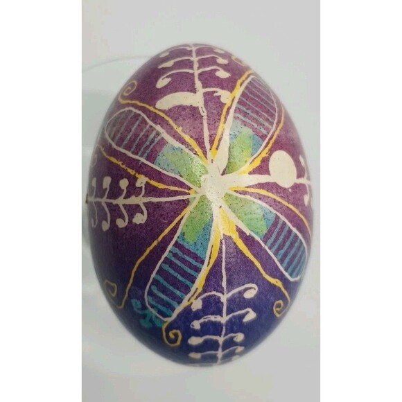 Pysanka Ukrainian Easter Empty Egg Chicken Handmade Pysanky Hutsul Hen Wax - Picture 1 of 6